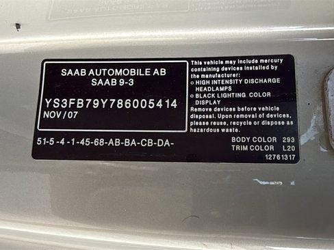 Used 2008 Saab 9-3 2.0T w/ Cold Weather Package image 33