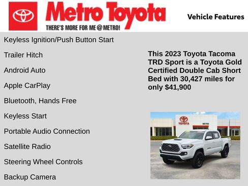 Certified 2023 Toyota Tacoma TRD Sport w/ Advanced Technology Package AWD/4WD image 11