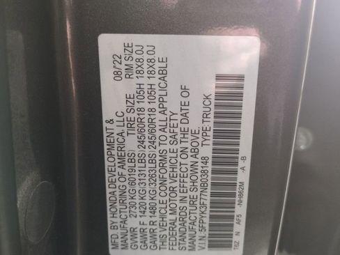 Certified 2022 Honda Ridgeline RTL-E image 33