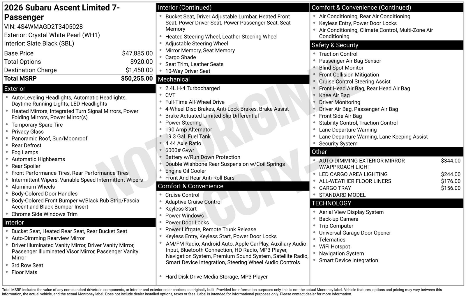 Certified 2026 Subaru Ascent Limited AWD/4WD image 7