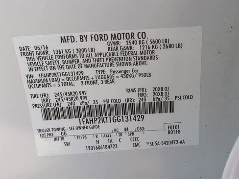 Used 2016 Ford Taurus SHO w/ Equipment Group 401A image 40