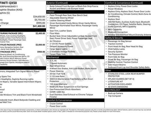 Used 2017 INFINITI QX50 2WD w/ Deluxe Touring Package image 2