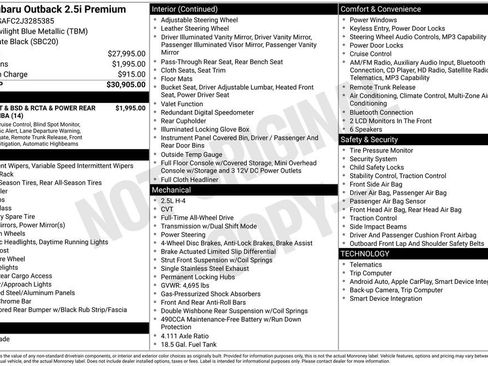 Used 2018 Subaru Outback 2.5i Premium image 34