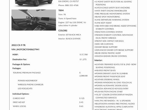 Used 2022 MAZDA CX-9 Touring w/ Touring Premium Package image 4