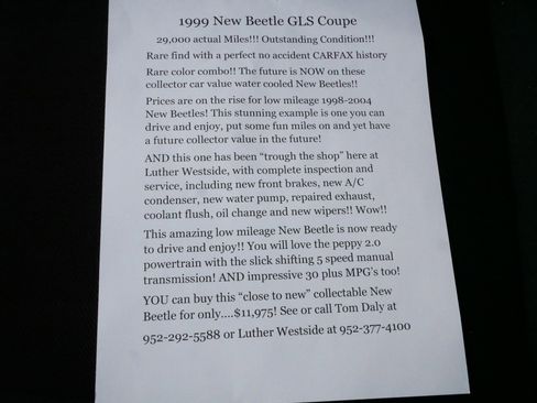 Used 1999 Volkswagen Beetle GLS FWD image 29