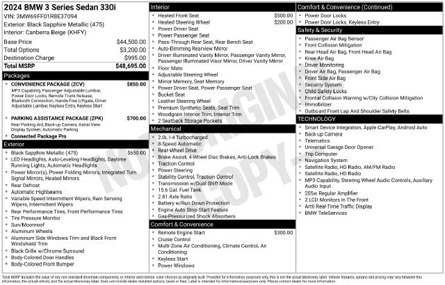 Used 2024 BMW 330i Sedan w/ Convenience Package RWD image 44