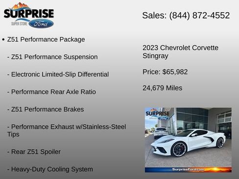 Used 2023 Chevrolet Corvette Stingray Preferred Cpe w/ Z51 Performance Package RWD image 24