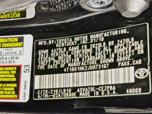 Used 2018 Toyota Camry XSE w/ Audio Package FWD image 12