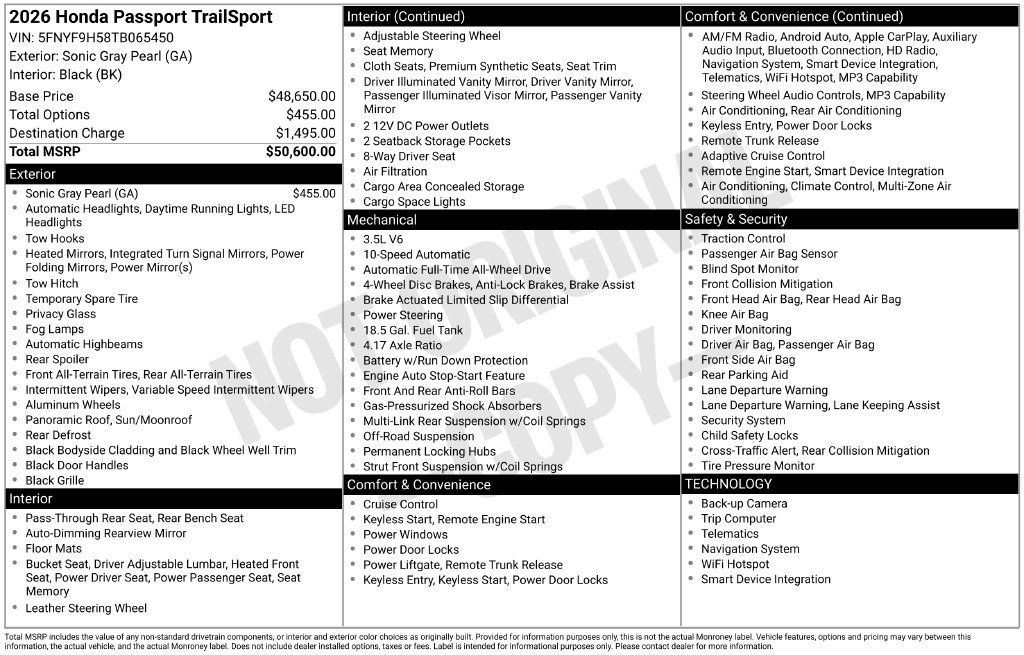 Certified 2026 Honda Passport TrailSport image 39