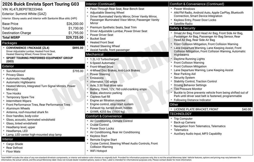 New 2026 Buick Envista Sport Touring w/ Convenience I Package FWD image 5