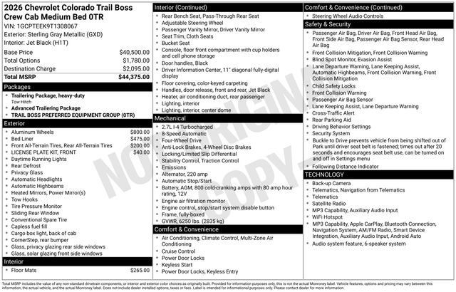 New 2026 Chevrolet Colorado Trail Boss AWD/4WD image 31