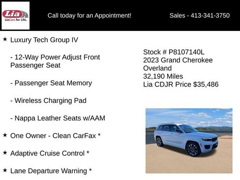Certified 2023 Jeep Grand Cherokee Overland w/ Luxury Tech Group IV AWD/4WD image 11