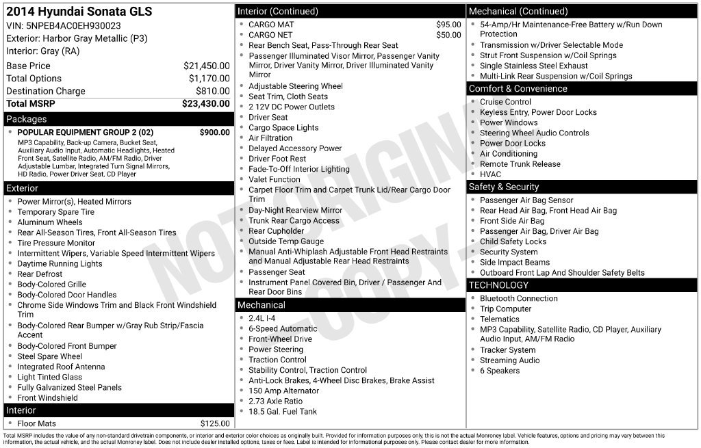 Used 2014 Hyundai Sonata GLS w/ Popular Equipment Group 2 FWD image 3