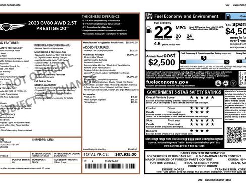 Used 2023 Genesis GV80 2.5T w/ Prestige 20" Package image 4