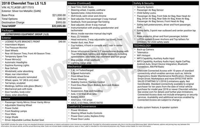 Used 2018 Chevrolet Trax LS FWD image 1