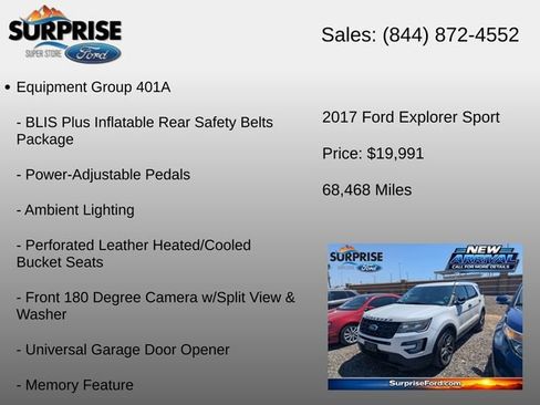 Used 2017 Ford Explorer Sport w/ Equipment Group 401A AWD/4WD image 6
