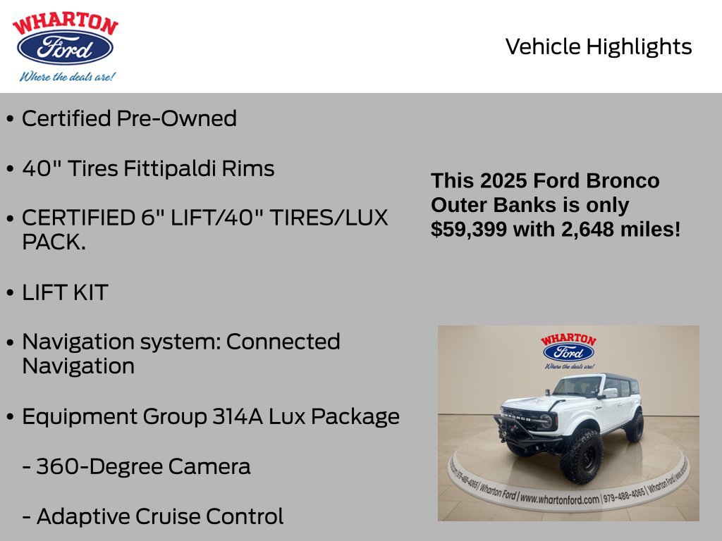 Certified 2025 Ford Bronco Outer Banks AWD/4WD image 6