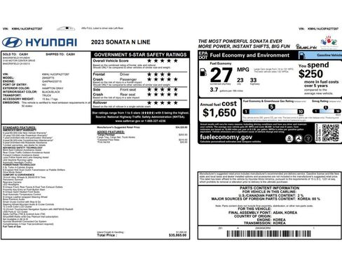 Used 2023 Hyundai Sonata N Line w/ Cargo Package FWD image 2