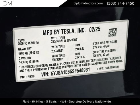 Used 2025 Tesla Model S Plaid AWD/4WD image 45