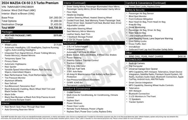 Certified 2024 MAZDA CX-50 AWD 2.5 Turbo w/ Weather Package image 39