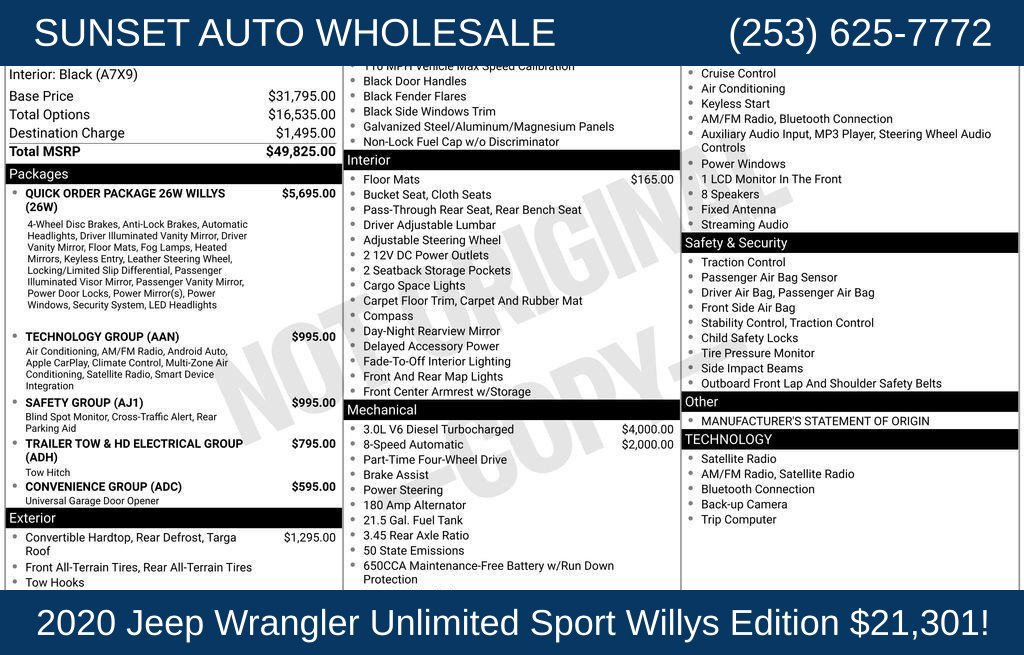 Used 2020 Jeep Wrangler Unlimited Sport AWD/4WD image 50