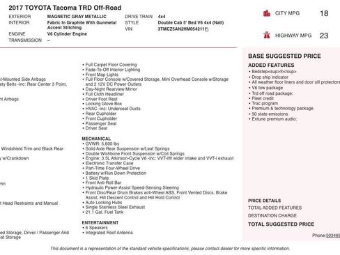 Used 2017 Toyota Tacoma TRD Off-Road image 8