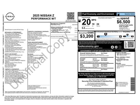 New 2025 Nissan Z Performance w/ Floor Mat Package image 36