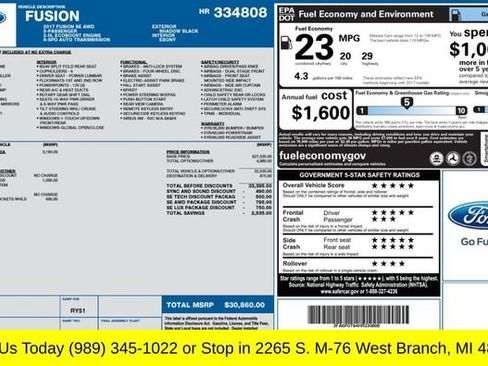 Used 2017 Ford Fusion SE w/ Fusion SE Technology Package AWD/4WD image 2