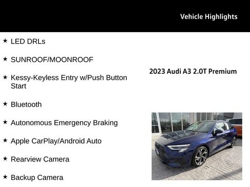 Used 2023 Audi A3 2.0T Premium w/ Convenience Package FWD image 27