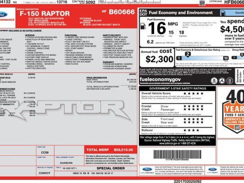 Used 2017 Ford F150 Raptor w/ Equipment Group 801A Mid AWD/4WD image 56
