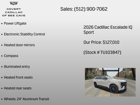New 2026 Cadillac Escalade IQ Sport 1 w/ LPO, ONYX Package AWD/4WD image 12