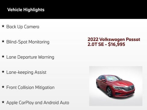 Used 2022 Volkswagen Passat 2.0T SE FWD image 5