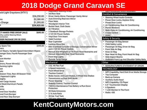 Used 2018 Dodge Grand Caravan SE w/ UConnect Hands-Free Group FWD image 1