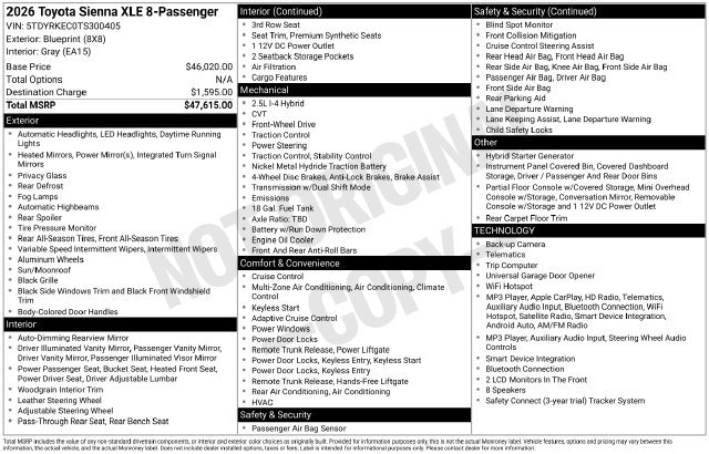 Certified 2026 Toyota Sienna XLE FWD image 3