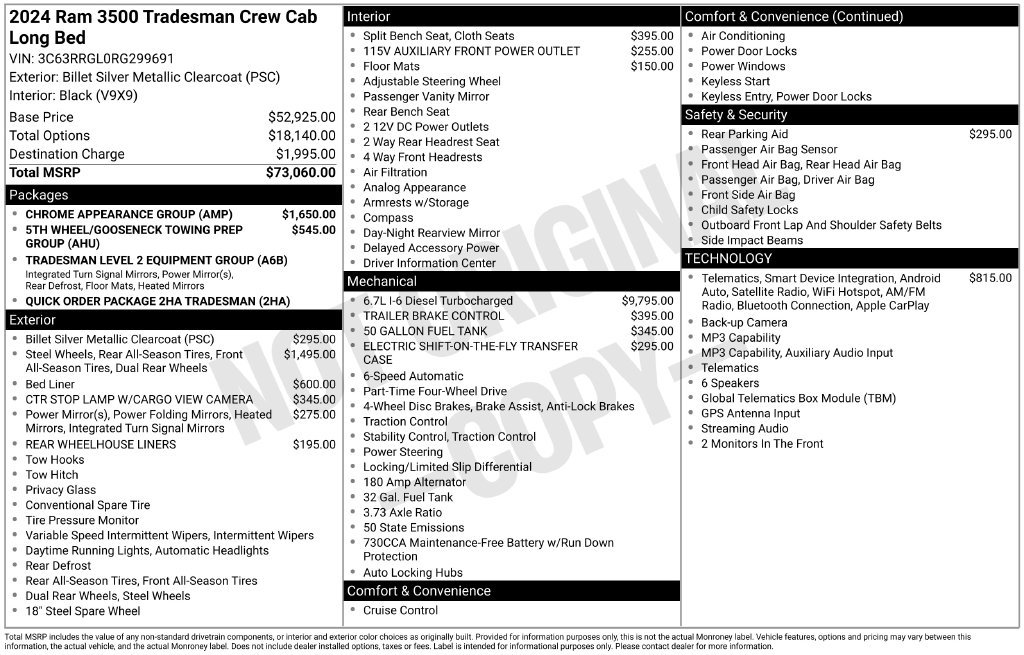 Used 2024 RAM 3500 Tradesman w/ Chrome Appearance Group AWD/4WD image 25