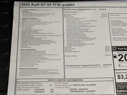 Used 2025 Audi Q7 3.0T Prestige w/ Prestige Package image 41