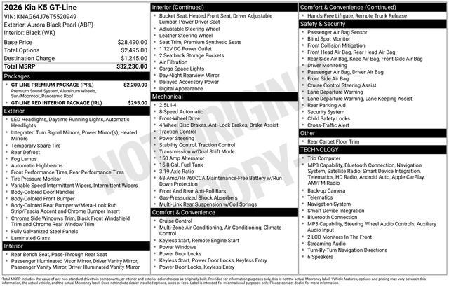 New 2026 Kia K5 GT-Line w/ GT-Line Premium Package FWD image 27