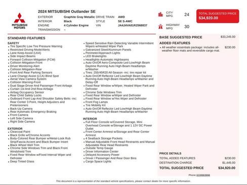 Used 2024 Mitsubishi Outlander SE AWD/4WD image 4