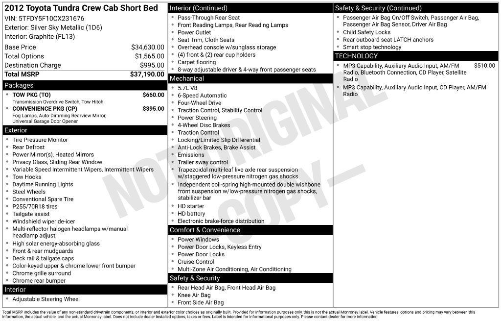 Used 2012 Toyota Tundra 4x4 CrewMax w/ Tow Pkg image 24