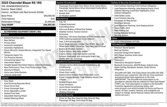 Certified 2025 Chevrolet Blazer RS FWD image 34