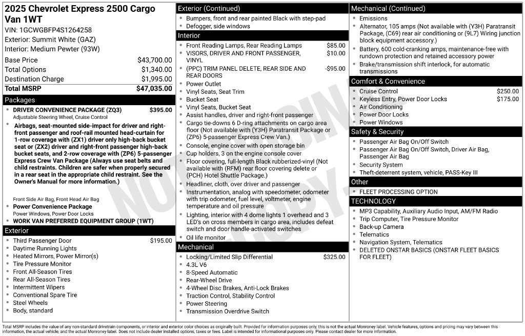 Used 2025 Chevrolet Express 2500 Extended w/ Driver Convenience Package RWD image 6