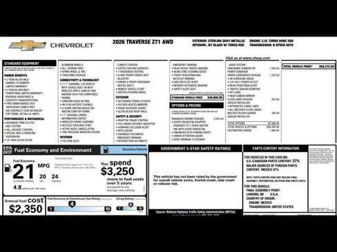 New 2026 Chevrolet Traverse Z71 w/ Enhanced Driving Package image 3