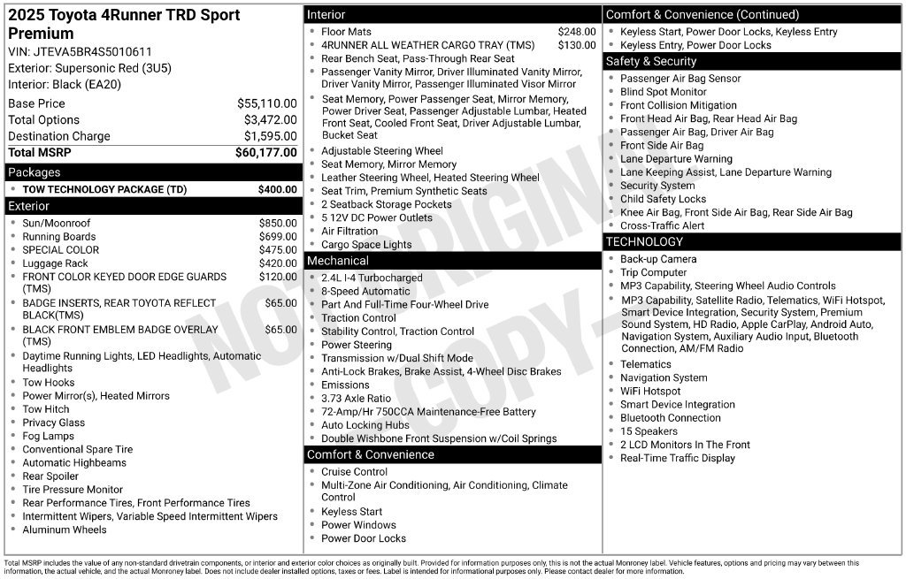 Used 2025 Toyota 4Runner TRD Sport Premium w/ Tow Technology Package AWD/4WD image 27