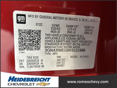 Certified 2024 Chevrolet Equinox RS w/ RS Leather Package AWD/4WD image 8