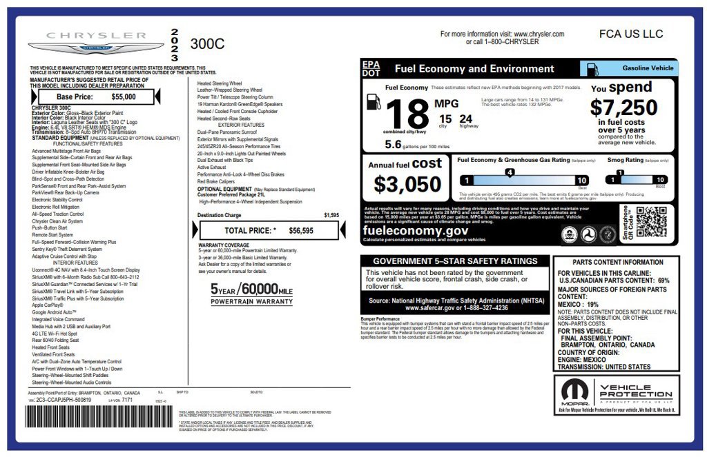 Certified 2023 Chrysler 300 C RWD image 4