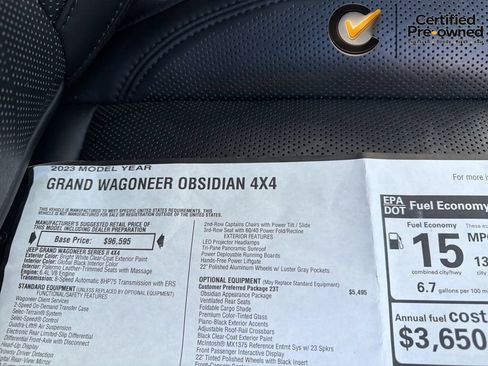 Certified 2023 Jeep Grand Wagoneer Series II AWD/4WD image 49