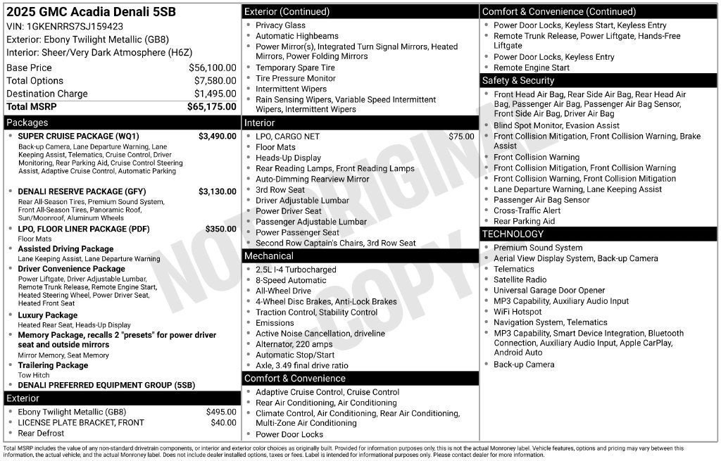 Used 2025 GMC Acadia Denali w/ Super Cruise Package AWD/4WD image 2