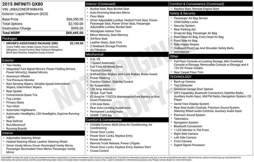 Used 2015 INFINITI QX80 4WD w/ Driver's Assistance Package image 3