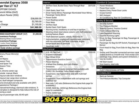 Used 2019 Chevrolet Express 3500 LT w/ LT Preferred Equipment Group RWD image 32