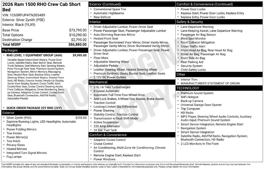 New 2026 RAM 1500 RHO w/ RHO Level 1 Equipment Group AWD/4WD image 5